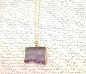 Gold Dipped Amethyst Pendant Necklace